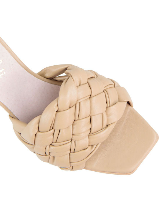 Silia D Thin Heel Mules Beige