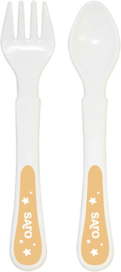 Saro Feeding Set Panda made of Plastic with Non-Slip Base Yellow 5pcs for 6+ months