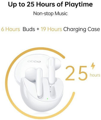 Oppo Enco Air3 Earbud Bluetooth Handsfree Ακουστικά με Αντοχή στον Ιδρώτα και Θήκη Φόρτισης Glaze White