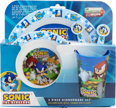 Stor Feeding Set Sonic made of Plastic Blue 5pcs