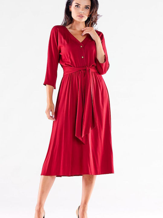 Awama A522 Midi Kleid Rot