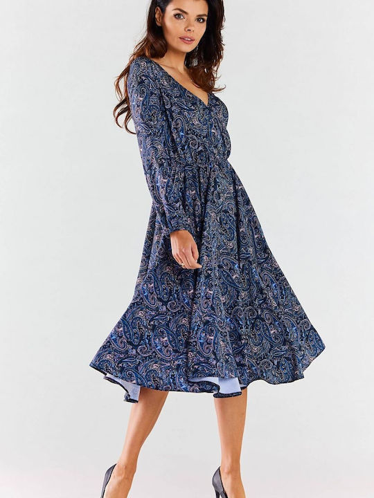 Awama A466 Midi Dress Blue