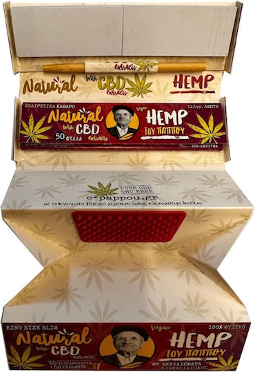 Tou Pappou CBD Natural Hemp Cigarette Rolling Papers King Size with Cone Tips 50 sheets 1pcs