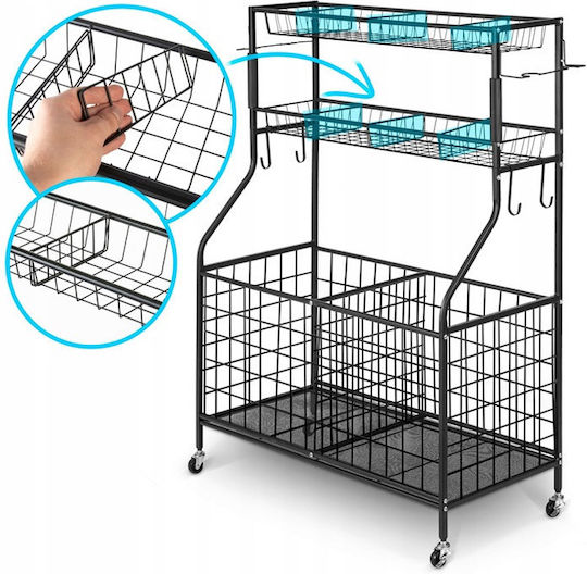 Humberg Metallic Kitchen Trolley 4 Tiers Black 91x41.5x123.5cm