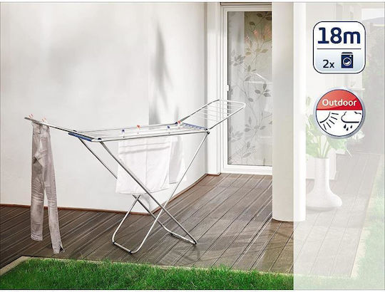 Viosarp Folding Floor Clothes Drying Rack Made of Aluminum Silver - Green with Hanging Length 18m