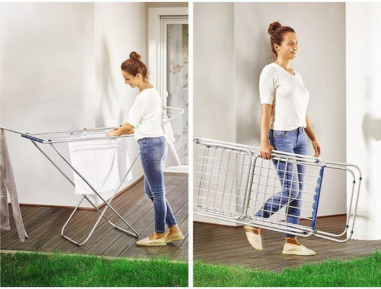 Aluminum Folding Floor Clothes Drying Rack Silver - Green with Hanging Length 18m