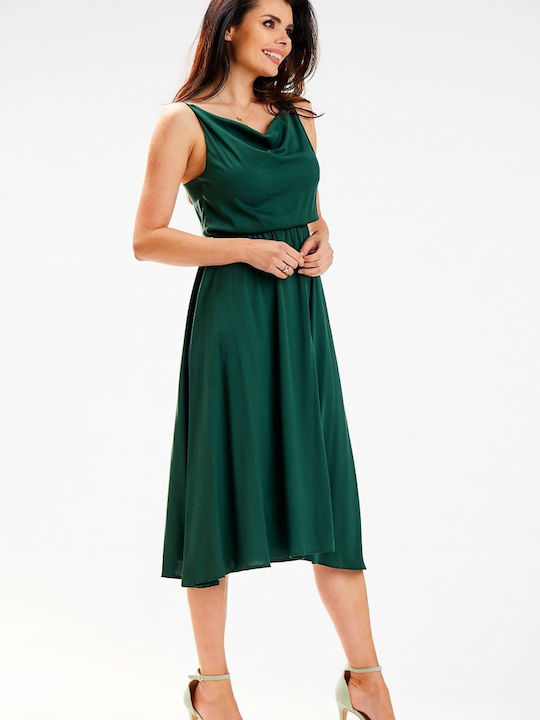 Awama A579 Summer Mini Evening Dress Draped Green