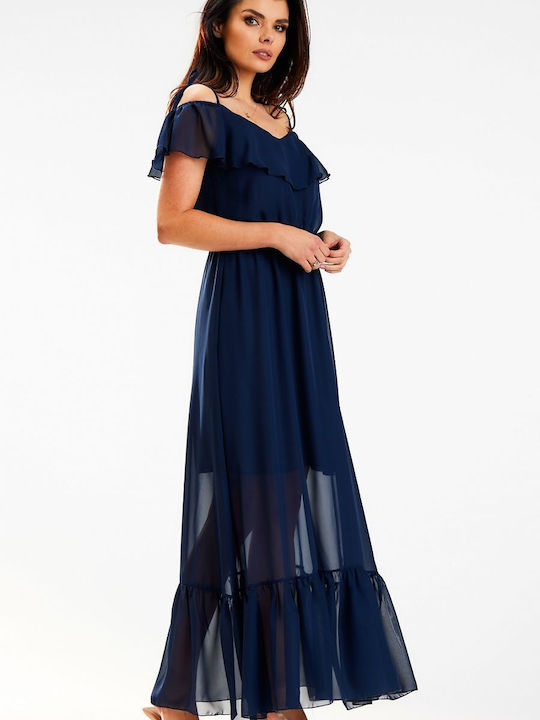 Awama A573 Sommer Maxi Abendkleid Blau