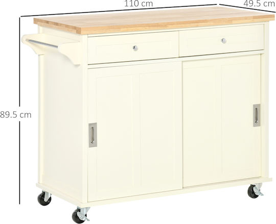Kitchen Island Επιδαπέδιο Ντουλάπι Λευκό 110x49.5x89.5εκ.