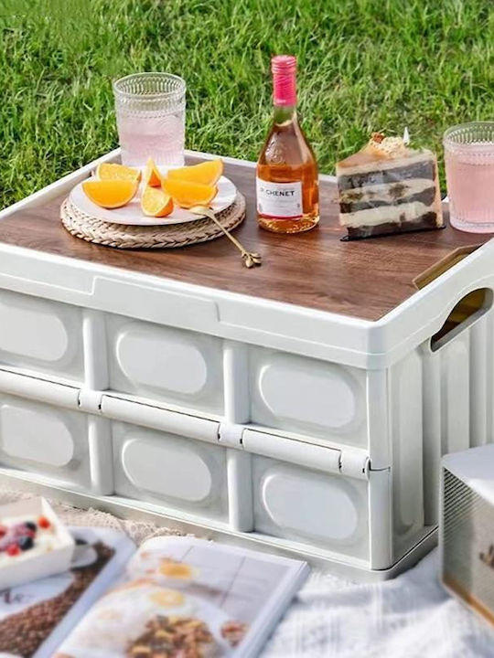 Viosarp Wooden Storage Box with Lid Gray 53x35x28.5cm