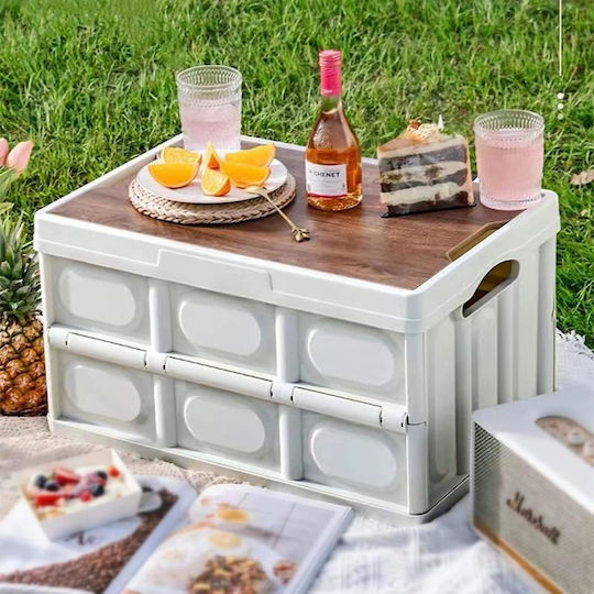Viosarp Wooden Storage Box with Lid Gray 53x35x28.5cm