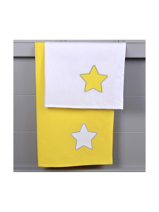 Baby Oliver Baby Cradle Sheets Cotton Yellow 80x110cm 2 Pieces