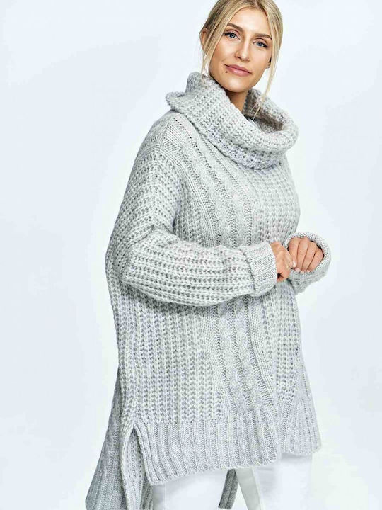 Figl M892 Damen Langarm Pullover Wolle Rollkragen Gray