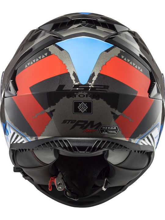 LS2 FF800 Storm Sprinter Black Red Titanium Motorcycle Helmet Full Face ECE 22.05 Weight 1400g with Sun Visor