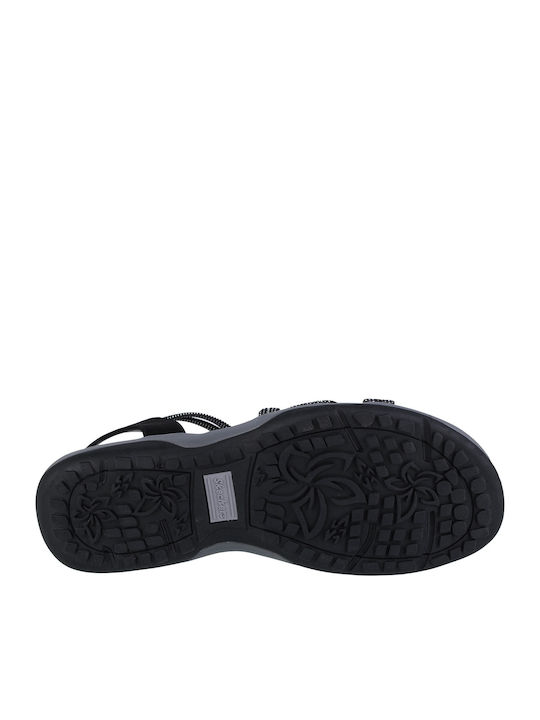 Reggae Slim Flache Sandalen für Damen Sportlich in Schwarz Farbe