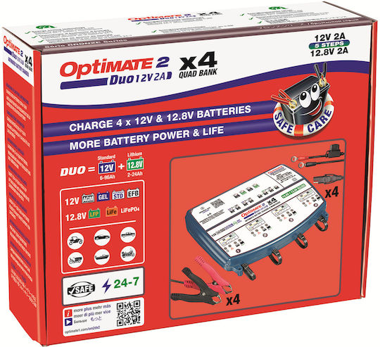 Tecmate Optimate 2 Duo Зарядно Устройство За Кола Батерия