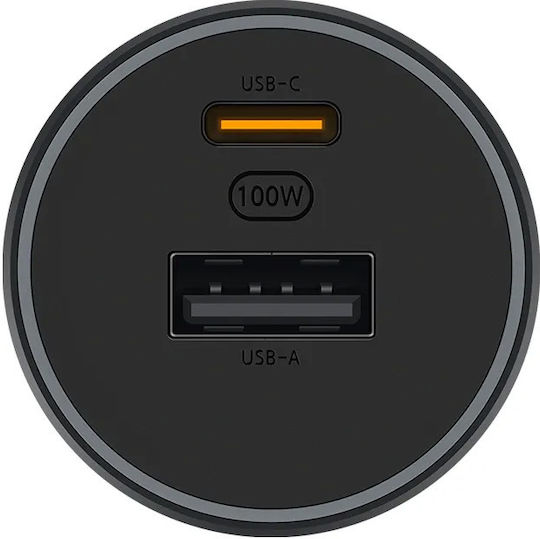 Xiaomi Зарядно за кола 100W Бързо Зареждане с Портове: 1xUSB 1xType-C Черен Цвят