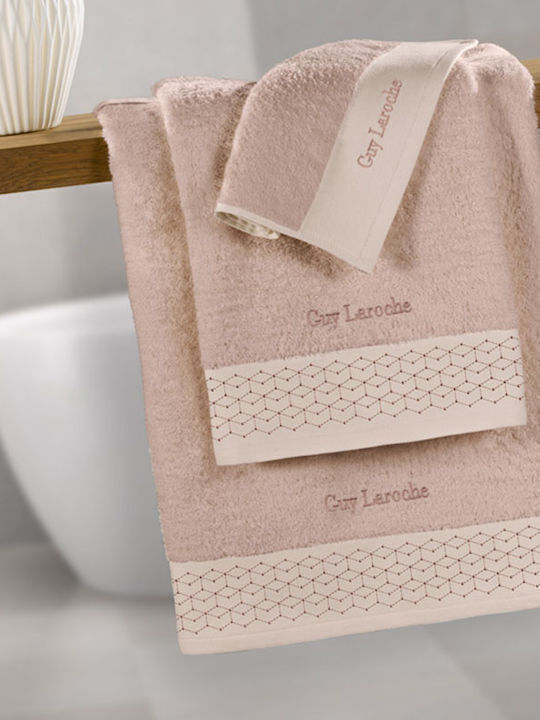 Guy Laroche 3pc Bath Towel Set Atelier Old Pink Weight 500gr/m²