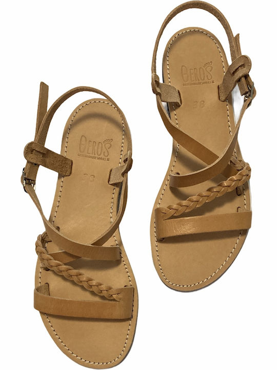 THEROS Greek 100% leather sandal handmade. Code 16. Color NATURAL.