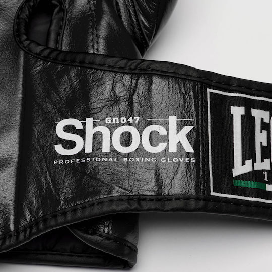 Leone Shock Boxing Gloves Leather for Match Black