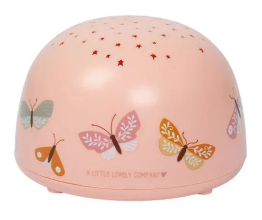 A Little Lovely Company Led Παιδικό Φωτιστικό Projector Butterflies με Προβολή Σχεδίων Ροζ 14x14x9εκ.