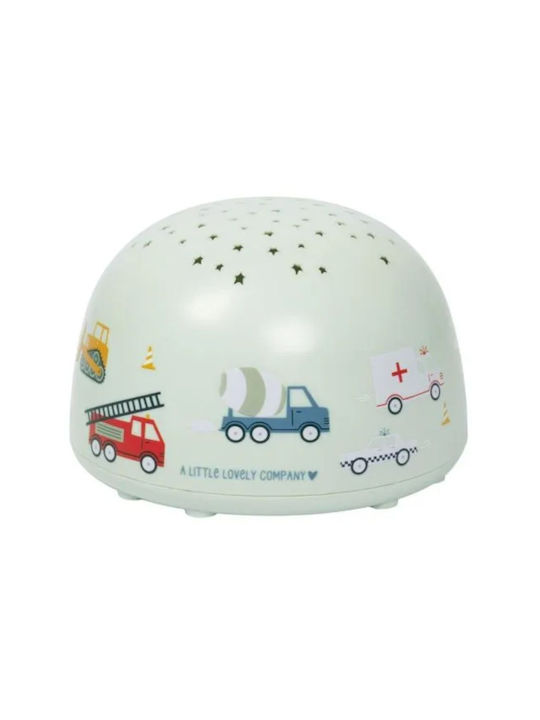 A Little Lovely Company LED Kinderprojektorlampe Vehicles mit Musterprojektion Grün 14x14x9εκ.