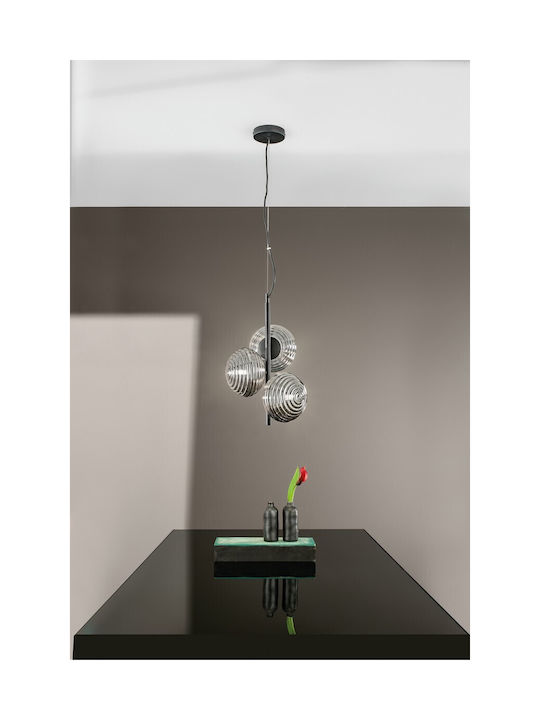 Fan Europe I-Ripple-S3 Pendant Light Three-Light for Socket E27 Black I-RIPPLE-S3-NER