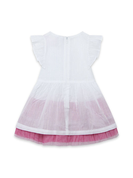 Tuc Tuc Kids Dress Tulle Floral Short Sleeve White