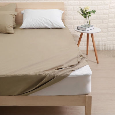 My Home Luxury Single Jersey Mattress Cover Fitted Beige 100x200+30cm