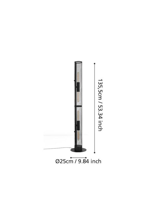 Eglo Redcliffe Vintage Floor Lamp H135.5cm. Black
