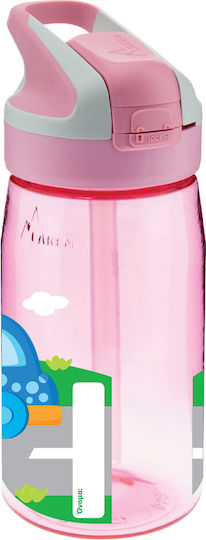 Laken Cars Kids Water Bottle Plastic with Straw Pink 450ml