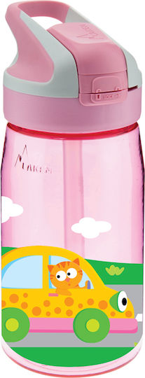 Laken Cars Kids Water Bottle Plastic with Straw Pink 450ml
