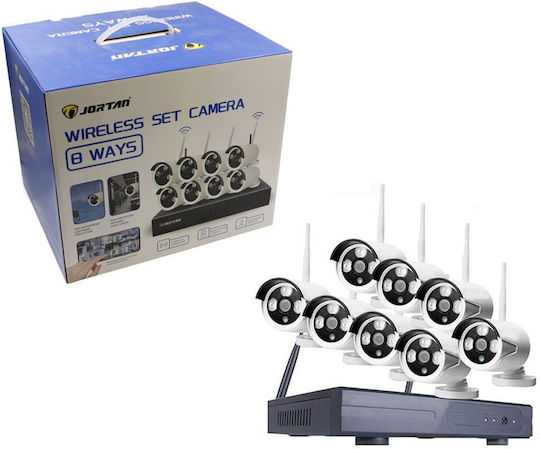 Jortan Surveillance System 8 Cameras Wireless Cameras IP 1080p with Recorder NVR