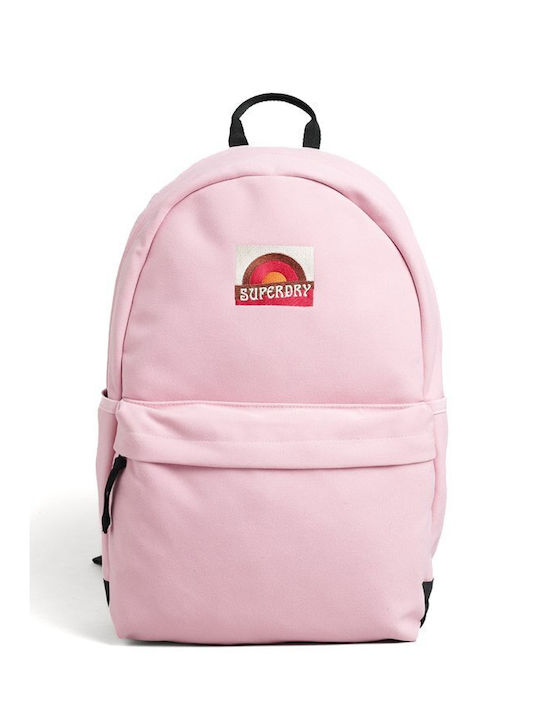 Superdry Rainbow Patch Montana Σχολική Τσάντα Πλάτης Γυμνασίου - Λυκείου Ροζ με Θήκη για Παγούρι 18lt
