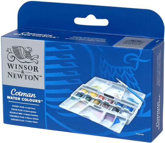 Winsor & Newton Pocket Plus Set of Watercolours Multicolored with Brush 12pcs