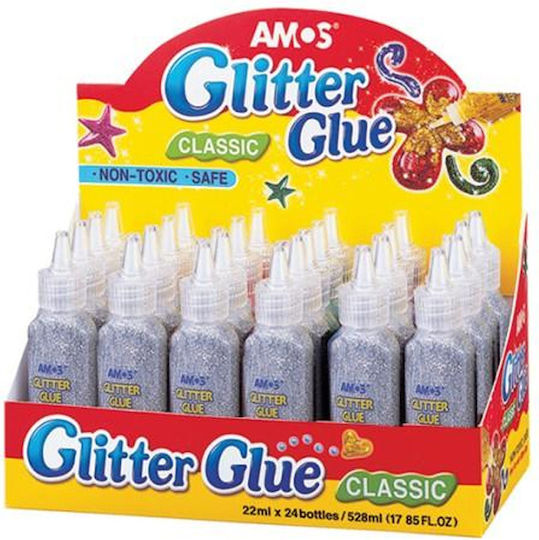 Amos Κόλλα Glitter Ασημί 22ml