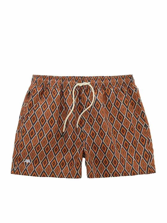 Men's Swimwear Shorts Brown with Patterns