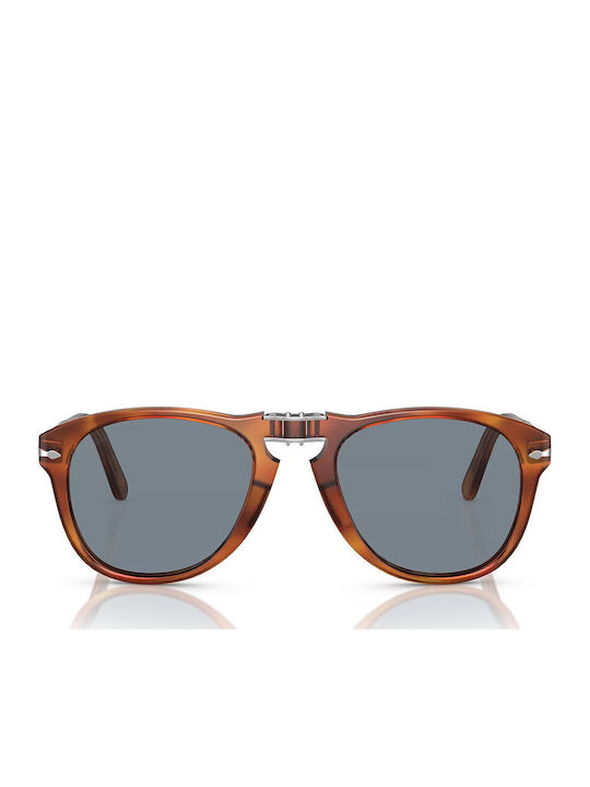 Persol Steve McQueen Мъжки Слънчеви Очила с Кафяв Костенурков Пластмасов Рамка и Сив Преливащ Поляризирани Стъкла PO0714SM 96/56