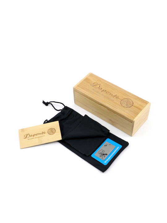 Daponte Unisex Γυαλιά Ηλίου με Καφέ Ξύλινο Σκελετό και Ροζ Polarized Φακό DAP438H#4