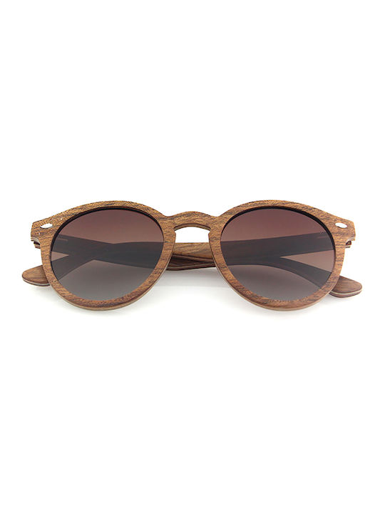 Daponte Sunglasses with Brown Wooden Frame and Brown Gradient Polarized Lens DAP040K#G5