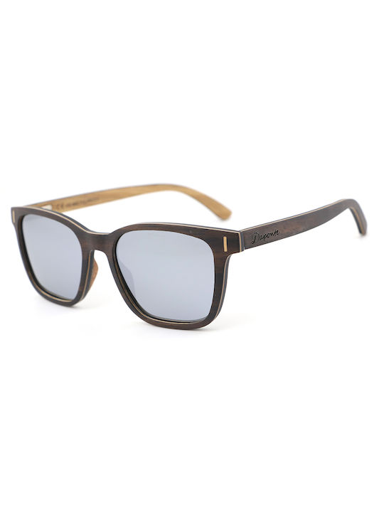 Daponte Unisex Sunglasses with Brown Wooden Frame and Gray Polarized Lens DAP298ME#6