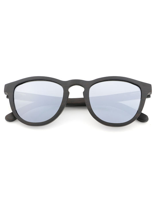 Daponte Unisex Sunglasses with Black Wooden Frame and Gray Polarized Lens DAP206E#6