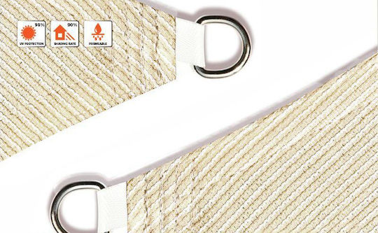 Grasher 95- Triangle Shade Sail Ecru With Hoop 5m 180gr/m² Perforated