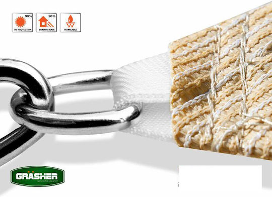 Grasher Ε220 Τρίγωνο Πανί Σκίασης Μπεζ με Κρίκους 5m 180gr/m²