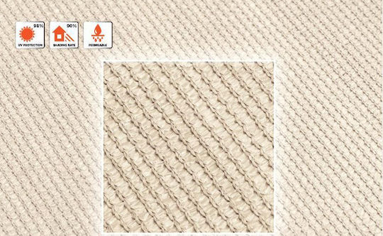 Grasher 95- Triangle Shade Sail Ecru With Hoop 5m 180gr/m² Perforated