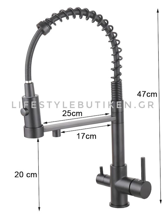 Stocco Tall Counter Kitchen Faucet with Shower and Spring Spout Gun Metal