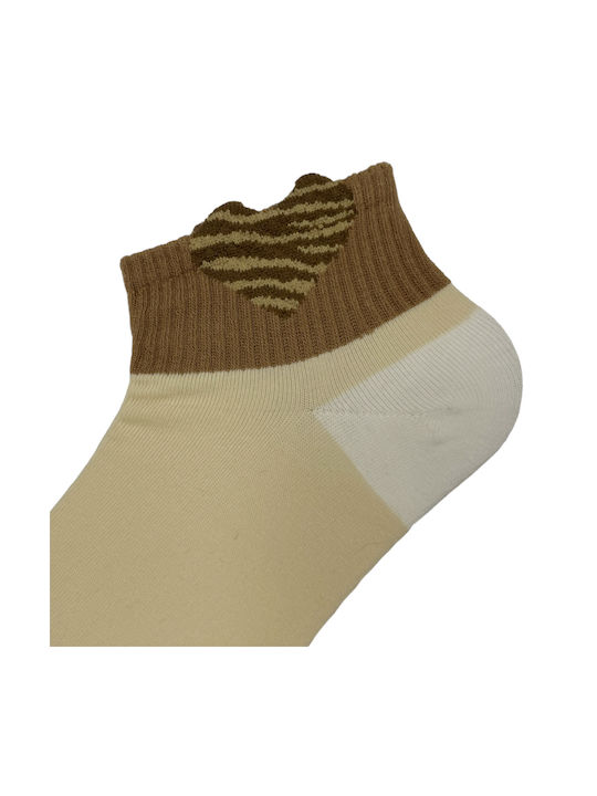 BIGMOUTH Women's Beige Socks -CP231-3