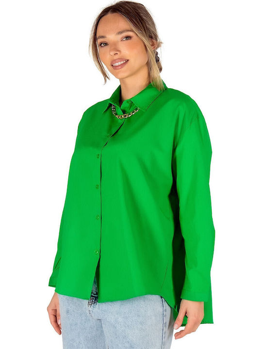 Women's Monochrome Long Sleeve Shirt Green