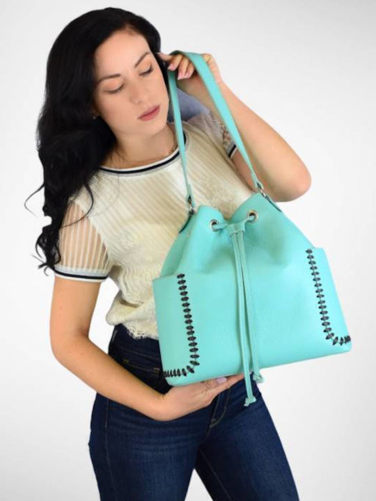 Leather Women's Pouch Shoulder Turquoise