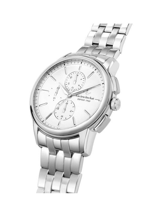 Men's Watch 42mm Chronograph Battery with Stainless Steel Bracelet White/Silver